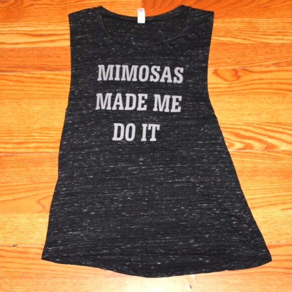Bella+Canvas Black Graphic Muscle Tank – "Mimosas Made Me Do It" – Preppy Y2K